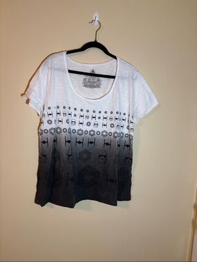 Disney Women's White to Black Ombre Star Wars Tee “dark side”